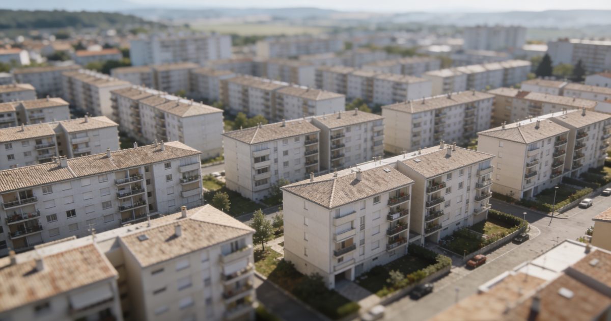 Vue aerienne de Givors montrant barres d immeubles