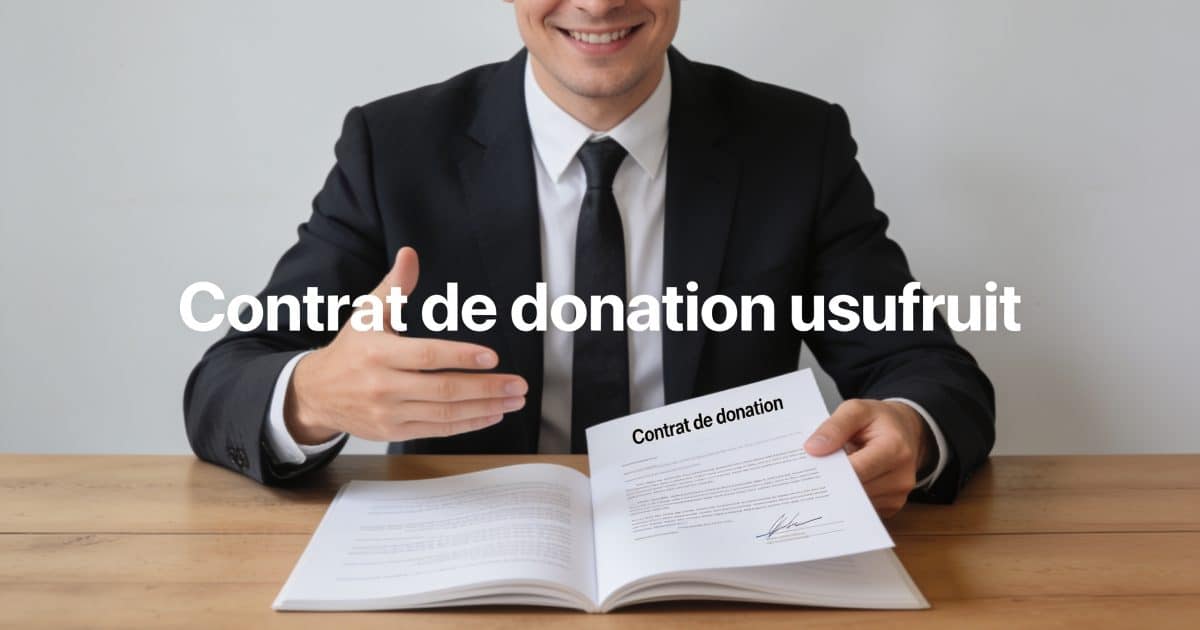 Notaire souriant expliquant contrat de donation usufruit