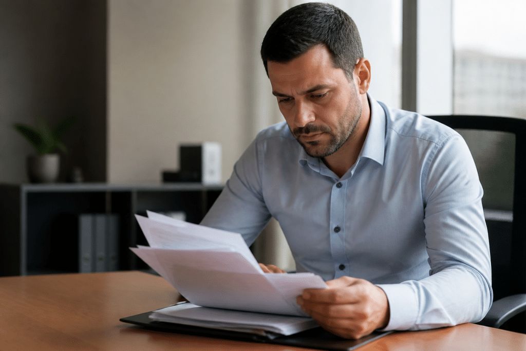 Employeur examinant documents contrat travail illégal congés